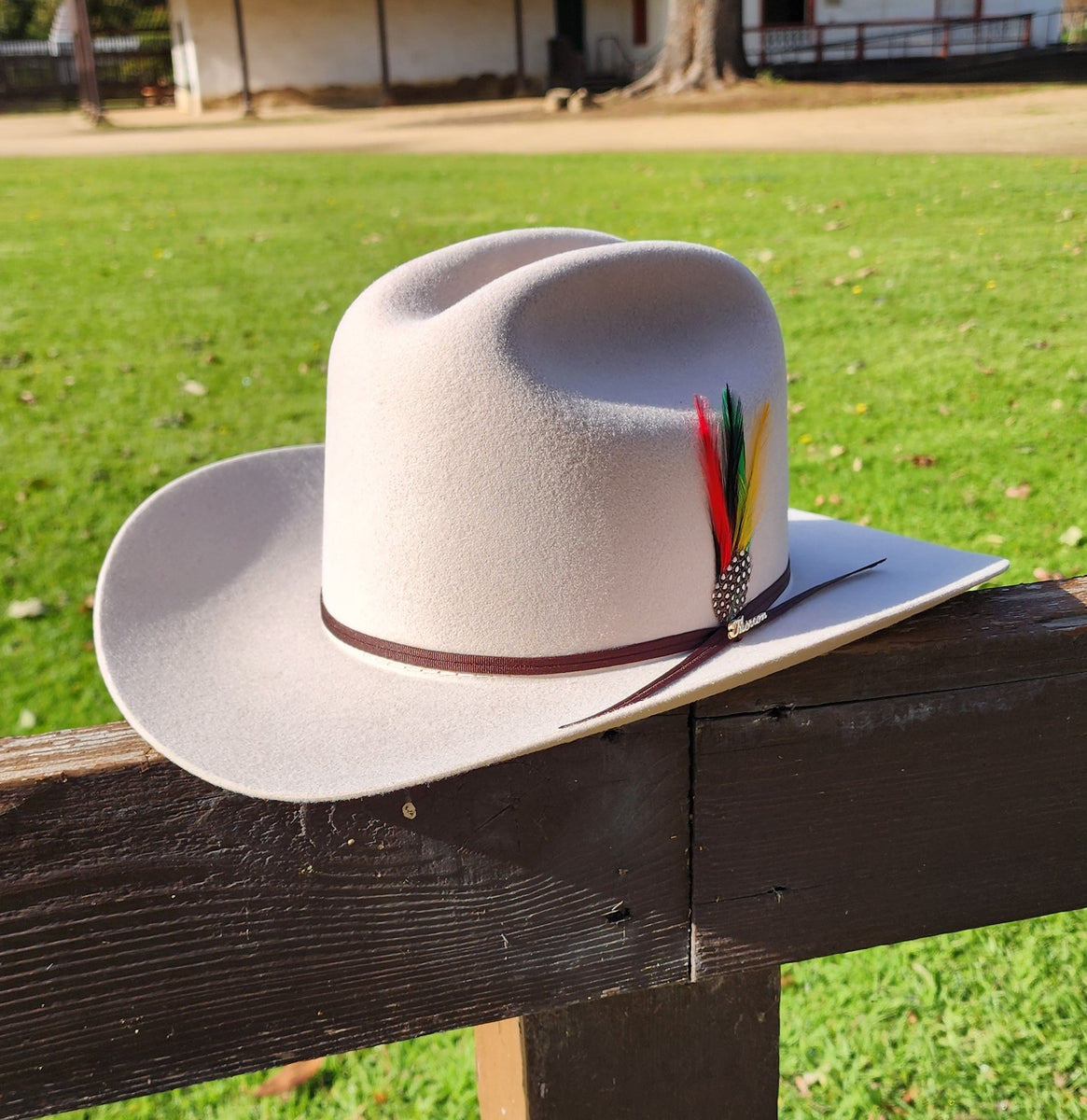 20X Morcon Felt Hat Sinaloa Style with Feathers - Platinum Grey