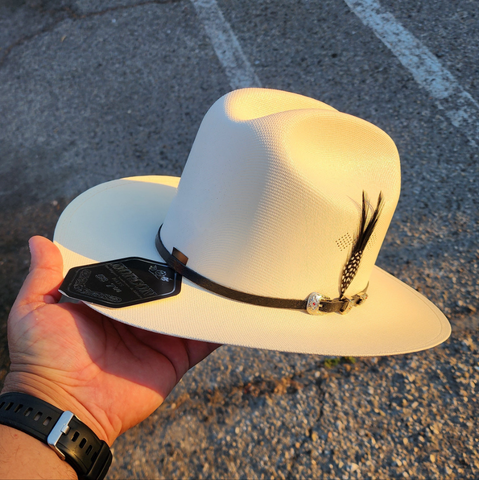 Sombrero Morcon 1000X Johnson Copa Alta Falda De 3" Pluma Negra