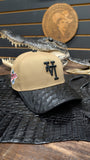 CUSTOM KHAKI LA DODGERS IN BLACK OSTRICH LEATHER SNAPBACK HAT 💯 ORIGINAL
