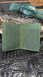 CUSTOM EMERALD GREEN PASSPORT LEATHER WALLET 💯 ORIGINAL / CARTERA DE PASAPORTE DE COCODRILO VERDE 💯 ORIGINAL