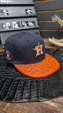 CUSTOM H-TOWN ORANGE OSTRICH LEATHER SNAPBACK HAT EL PLEBE HATS EXCLUSIVE 🔥