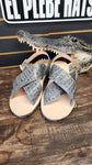 HUARACHES DE COCODRILO GRIS PLOMO