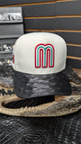 CUSTOM MEXICO M BLACK OSTRICH LEATHER SNAPBACK HAT 💯 ORIGINAL