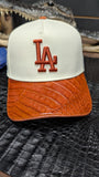 CUSTOM LA DODGERS COGNAC CROCODILE BELLY 🐊 SNAPBACK HAT 💯 ORIGINAL EL PLEBE HATS EXCLUSIVE 🔥
