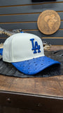 CUSTOM LA DODGERS OFF WHITE ROYAL BLUE OSTRICH LEATHER SNAPBACK HAT 💯 ORIGINAL EL PLEBE HATS EXCLUSIVE 🔥