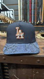 CUSTOM NAVY BLUE LA DODGERS SNAPBACK HAT 💯 ORIGINAL EXOTIC LEATHER 🐍 EL PLEBE HATS EXCLUSIVE 🔥