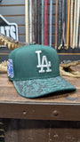 CUSTOM EMERALD GREEN EXOTIC LEATHER 🐍 LA DODGERS 🌴 SNAPBACK HAT 💯 ORIGINAL EL PLEBE HATS EXCLUSIVE 🔥