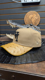 CUSTOM LA DODGERS PEANUT BUTTER  🥜 OSTRICH LEATHER SNAPBACK HAT 💯 ORIGINAL