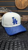 CUSTOM LA DODGERS OFF WHITE ROYAL BLUE OSTRICH LEATHER SNAPBACK HAT 💯 ORIGINAL EL PLEBE HATS EXCLUSIVE 🔥