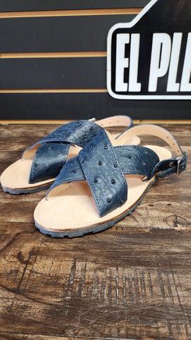 Huaraches de Avestruz color Azul Marino / Navy Blue