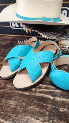 Huaraches de Avestruz Azul Tifany El Plebe Hats Exclusive 🔥