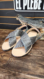 HUARACHES DE COCODRILO GRIS PLOMO