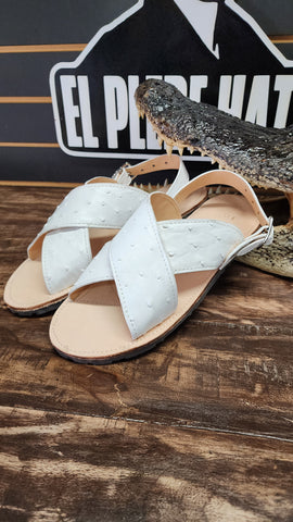 Huaraches de Avestruz Original Color Blancos