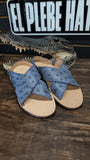 HUARACHES DE AVESTRUZ / OSTRICH RUSTIC BLUE JEAN
