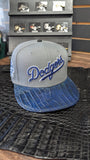 CUSTOM GRAY DODGERS LA HAT IN NAVY BLUE CROCODILE 🐊💯 ORIGINAL