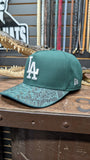 CUSTOM EMERALD GREEN EXOTIC LEATHER 🐍 LA DODGERS 🌴 SNAPBACK HAT 💯 ORIGINAL EL PLEBE HATS EXCLUSIVE 🔥