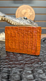 BURNT ORANGE CROCODILE HORNBACK WALLET / CARTERA DE COCODRILO NUKA