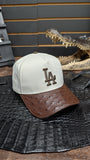 BROWN LA HAT IN BROWN OSTRICH LEATHER 💯 ORIGINAL (EL PLEBE HATS EXCLUSIVE)