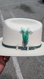 TOQUILLA / HATBAND 🐍💯 ORIGINAL EXOTIC LEATHER EMERALD GREEN / FREE GREEN STETSON FEATHER INCLUDED