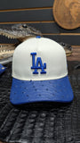 CUSTOM LA DODGERS OFF WHITE ROYAL BLUE OSTRICH LEATHER SNAPBACK HAT 💯 ORIGINAL EL PLEBE HATS EXCLUSIVE 🔥