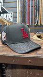 CUSTOM BLACK LA SNAPBACK HAT 💯 ORIGINAL EXOTIC LEATHER 🐍 EL PLEBE HATS EXCLUSIVE 🔥