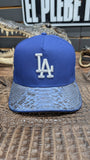 CUSTOM LA DODGERS 🌴BLUE  🐍 EXOTIC LEATHER SNAPBACK HAT 💯 ORIGINAL