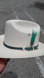 TOQUILLA / HATBAND 🐍💯 ORIGINAL EXOTIC LEATHER EMERALD GREEN / FREE GREEN STETSON FEATHER INCLUDED