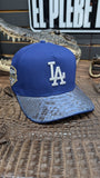 CUSTOM LA DODGERS 🌴BLUE  🐍 EXOTIC LEATHER SNAPBACK HAT 💯 ORIGINAL
