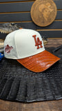 CUSTOM LA DODGERS COGNAC CROCODILE BELLY 🐊 SNAPBACK HAT 💯 ORIGINAL EL PLEBE HATS EXCLUSIVE 🔥