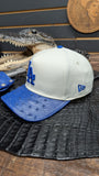 CUSTOM LA DODGERS OFF WHITE ROYAL BLUE OSTRICH LEATHER SNAPBACK HAT 💯 ORIGINAL EL PLEBE HATS EXCLUSIVE 🔥