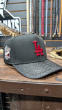 CUSTOM BLACK LA SNAPBACK HAT 💯 ORIGINAL EXOTIC LEATHER 🐍 EL PLEBE HATS EXCLUSIVE 🔥