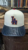 CUSTOM LA DODGERS 🌴 SNAPBACK HAT WITH NAVY BLUE CROCODILE 🐊 BELLY EL PLEBE HATS EXCLUSIVE 🔥