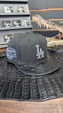 2025 WORLD CHAMPIONS LA HAT BLACK OSTRICH LEATHER 💯 ORIGINAL (EL PLEBE HATS EXCLUSIVE)