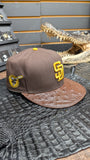 CUSTOM SD BROWN OSTRICH LEATHER SNAPBACK HAT EL PLEBE HATS EXCLUSIVE 🔥