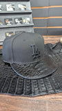 CUSTOM LA HAT IN BLACK CROCODILE TRIPLE BLACK EL PLEBE HATS EXCLUSIVE 🔥