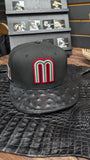 CUSTOM MEXICO BLACK OSTRICH LEATHER SNAPBACK HAT EL PLEBE HATS EXCLUSIVE 🔥