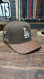 CUSTOM LA DODGERS RUSTIC BROWN OSTRICH LEATHER SNAPBACK HAT EL PLEBE HATS EXCLUSIVE 🔥