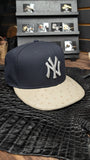 CUSTOM BLUE NY SNAPBACK HAT BONE OSTRICH LEATHER BRIM EL PLEBE HATS EXCLUSIVE 🔥