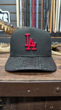 CUSTOM BLACK LA SNAPBACK HAT 💯 ORIGINAL EXOTIC LEATHER 🐍 EL PLEBE HATS EXCLUSIVE 🔥