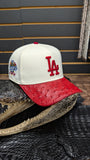 CUSTOM RED LA DODGERS OSTRICH LEATHER SNAPBACK HAT 💯 ORIGINAL (EL PLEBE HATS EXCLUSIVE)