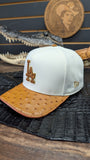 CUSTOM LA DODGERS LIGHT ALMOND OSTRICH LEATHER SNAPBACK HAT 💯 ORIGINAL