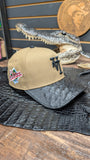 CUSTOM KHAKI LA DODGERS IN BLACK OSTRICH LEATHER SNAPBACK HAT 💯 ORIGINAL