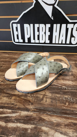 Huaraches de Avestruz Original Color Gris