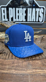 CUSTOM LA DODGERS 🌴 BLUE OSTRICH LEATHER SNAPBACK HAT 💯 ORIGINAL
