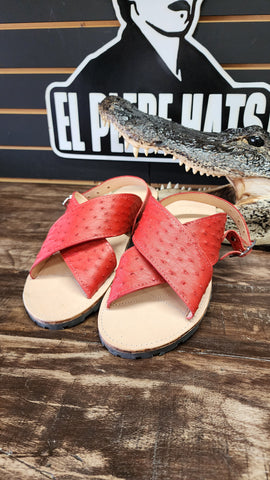Huaraches de Avestruz Rojo Originales