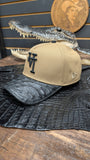 CUSTOM KHAKI LA DODGERS IN BLACK OSTRICH LEATHER SNAPBACK HAT 💯 ORIGINAL
