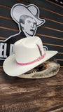 Sombrero 100X en Palma Original  Estilo  Sinaloa con toquilla de Avestruz 🍓 Rosa Ala de 3"