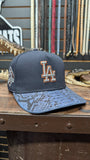CUSTOM NAVY BLUE LA DODGERS SNAPBACK HAT 💯 ORIGINAL EXOTIC LEATHER 🐍 EL PLEBE HATS EXCLUSIVE 🔥