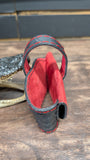CUSTOM 1911 HOLSTER IN BLACK OSTRICH WITH RED SUEDE INTERIOR AND STITCHING (SUELA ROJA)