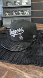 CUSTOM LA HAT IN BLACK CROCODILE DODGERS SCRIPT EL PLEBE HATS EXCLUSIVE 🔥